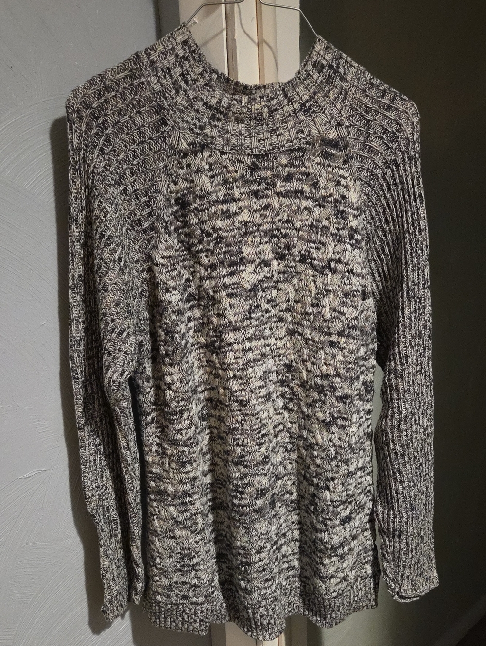 croft & barrow Women's Marled Crewneck Sweater in Black and Cream